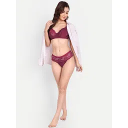 fims FIMS: Fashion is my Style Blue & Maroon Lace Work Lingerie Set - Pack Of 2 image 5