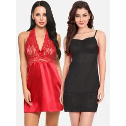 fims FIMS: Fashion is my Style Black & Red Lace Work Babydoll With Thong-picture-43