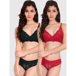 fims FIMS: Fashion is my Style Black & Red Lace Work Lingerie Set - Pack Of 2-picture-45