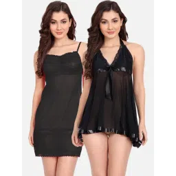 fims FIMS: Fashion is my Style Black Lace Work Babydoll With Thong-picture-36