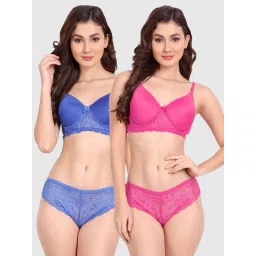fims FIMS: Fashion is my Style Blue & Fuchsia Lace Work Lingerie Set - Pack Of 2-picture-46