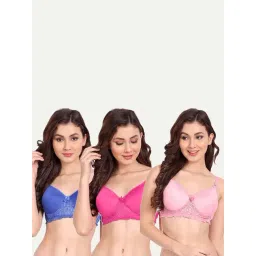 fims FIMS: Fashion is my Style Blue & Pink Lace Work Everyday Bras - Pack Of 3-picture-17