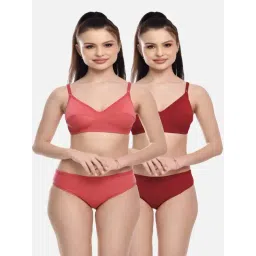fims FIMS: Fashion is my Style Coral & Maroon Cotton Lingerie Set - Pack Of 2-picture-48