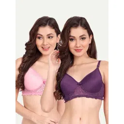fims FIMS: Fashion is my Style Pink & Purple Lace Work Everyday Bras - Pack Of 2-picture-37