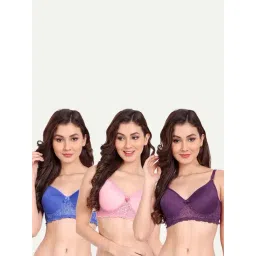 fims FIMS: Fashion is my Style Pink & Purple Lace Work Everyday Bras - Pack Of 3-picture-38