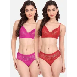 fims FIMS: Fashion is my Style Pink & Red Lace Work Lingerie Set - Pack Of 2-picture-22