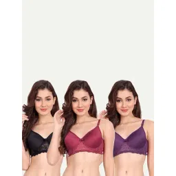 fims FIMS: Fashion is my Style Purple & Maroon Lace Work Everyday Bras - Pack Of 3-picture-46