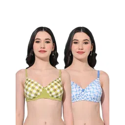 FIMS Green & Blue Printed Bras - Pack Of 2-picture-32