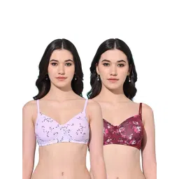 FIMS Lilac & Maroon Printed Bras - Pack Of 2-picture-39