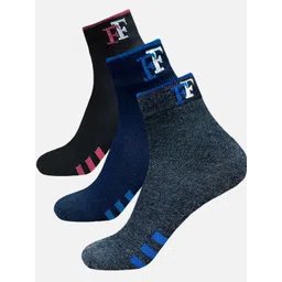 FIMS Men Pack Of 3 Striped Crew Ankle Length Socks-image-47