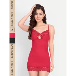 FIMS Pack of 2 Satin Lace Baby Dolls-picture-42