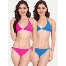 FIMS Pink & Blue Plain Bra Panty Sets - Pack Of 2-picture-35