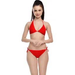 FIMS Red Plain Bra Panty Set-picture-24