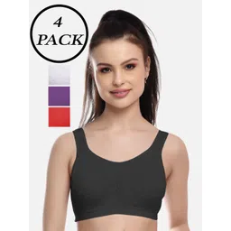 FIMS White & Black Pack of 2 Non Padded Non Wired Super Support Sports Bra-picture-30