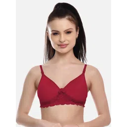 FIMS Women Maroon Cotton Lace Padded Bra-picture-34