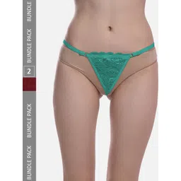 FIMS Women Pack of 2 Floral Designed G-String Thong Briefs-picture-15