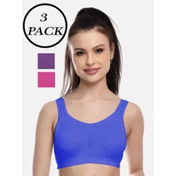 FIMS Women Pack Of 3 Blue Purple & Red Workout Bra-picture-24