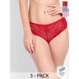 FIMS Women Pack Of 3 Floral Lace Bikini Briefs-picture-37