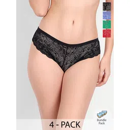 FIMS Women Pack Of 4 Self Design Bikini Briefs-picture-15