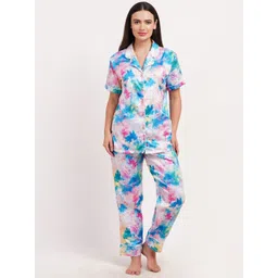 FIMS Women Satin Abstract Printed Night suit-picture-23