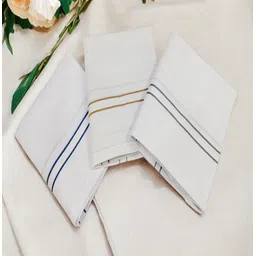 FIMS Men's Premium 100% Pure Cotton Handkerchief Hanky Combo Pack of 3 Multicolor ["White"] Handkerchief-image-1