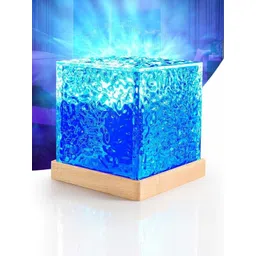 FINARO Multicoloured Textured Acrylic Contemporary Square Table Lamp-picture-30