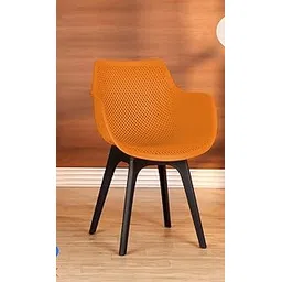 Finch Fox Comfortable Cafeteria Bucket Polypropylene Armchair for Dining, Living, Cafeteria, Garden, Outdoor, Indoor Chair in (Orange & Black Color)-image-23