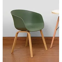 Finch Fox Delta Nordic Plastic Solid Wood Coffee Dining Chair in Green Colour-image-15