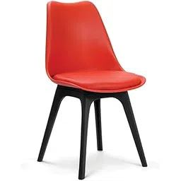 Finch Fox Eames Replica Faux Leather DSW Stylish & Modern Furniture Plastic Chairs with Cushion for Cafeteria Seating, Dining, Living, Side, Kitchen, Restaurants, Hotels in Red & Black Color-image-21