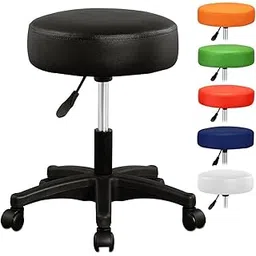 Finch Fox Height-Adjustable Swivel Faux Leather Chair for Salon/Spa/Bar/Medical/Kitchen/Doctor Stool Chair (Black)-image-27