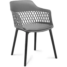 Finch Fox Olive ABS Plastic with Cushion Living Room Cafetreia Dining Armchair for Home & Kitchen, Bedroom, Cafeteria, Waiting, Lobby, Garden Area, Indoor & Outdoor Chair in (Grey & Black Color)-image-11