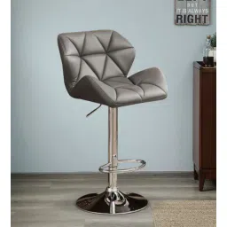 Ormond Leatherette Bar Stool In Grey Colour With Swivel-image-45