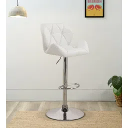 Ormond Leatherette Bar Stool In White Colour With Swivel-image-37