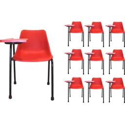Student Chair with Writing Pad, Heavy 1" Inch Pipe, Anti Skid Buffer, (Red) (Set of 10) NA Study Arm Chair-image-49