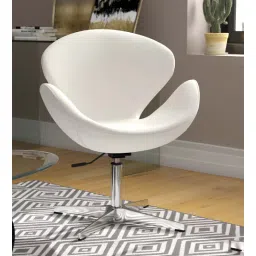 Swan Leatherette Swivel Lounge Chair in White Colour-image-33