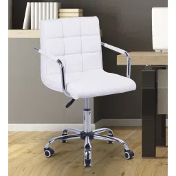 Topaz Leatherette Guest Chair in White Colour with Revolving Base-image-30