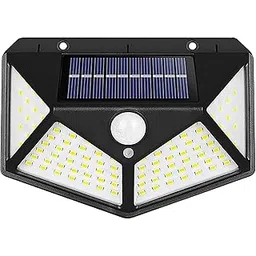 FIND STUFF 100 LED Solar Wall Light with 5.5V Panel BIS Approved 800mAh Battery 120° Wide Angle Wireless Motion Sensor IP44 Rated Security Lamp for Yard Fence Decor (1Pc, Cool White)-picture-29