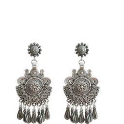 FindHerFavorite Silver-Plated Oxidised Contemporary Drop Earrings-picture-32