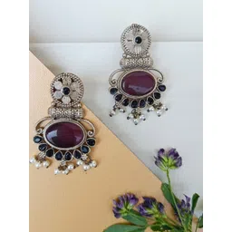 findherfavorite Silver Plated Stone Studded Earrings-picture-27