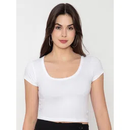 Finesse Plus Size Scoop Neck Cotton Fitted Crop Top-picture-10