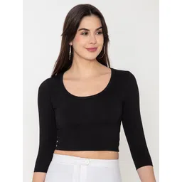 Finesse Scoop Neck Cotton Fitted Crop Top-picture-41