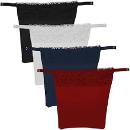 finesse miracle cami Finesse Miracle Cotton Cami Clip-on Mock Camisole, Cleavage Cover, Set of 4, Black White Navy Maroon-picture-13