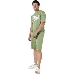 finivo fashion Men’s Night Suit | Men's Co-ord Set | Lounge-wear Nightdress Pajama Set | Summer Night Wear | Solid Plain Casual Pajama Shorts Set | Beach Wear image 1