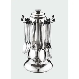 finner Standard Cutlery Set with Stand,6 Master Spoon,6 Tea Spoons,6 Forks,6 Soup Spoon Disposable Stainless Steel Cutlery Set-picture-23