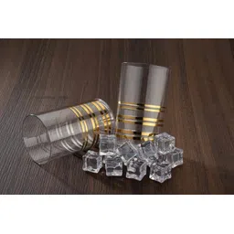 finner (Pack of 8) Gold bodar Clear Transparent Water & Juice Glass plastic Glass (300 ml,Plastic) Glass Set Water/Juice Glass image 2