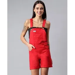 finsbury london Paneled Dungaree Playsuit with Insert Pockets-picture-38