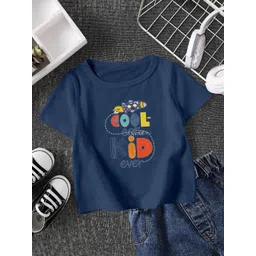 FIONAA TRENDZ Kids-Unisex Navy Blue Cotton Tshirts-picture-12