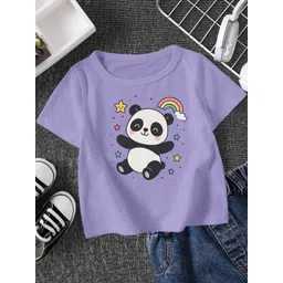 FIONAA TRENDZ Kids Unisex Purple Pure Cotton Panda Printed T-shirt-picture-11
