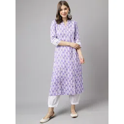 FIORRA Floral Printed Pure Cotton Straight Kurta With Trousers-picture-16