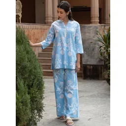 FIORRA Printed Cotton Tunic & Palazzos Co-Ords-picture-29